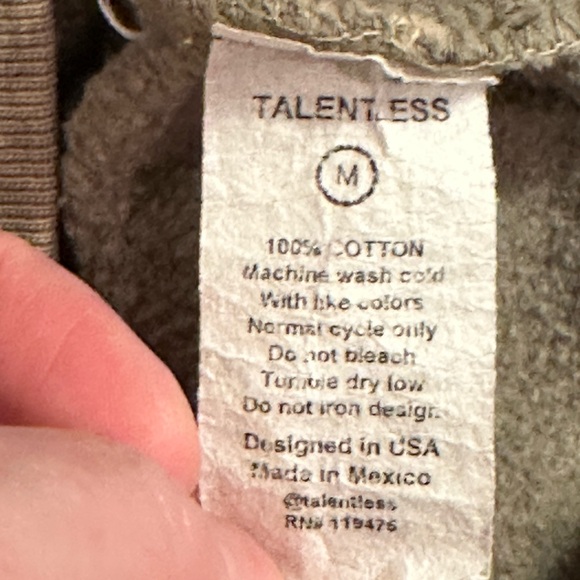 TALENTLESS Heavyweight Hoodie Distressed Green Size Women Medium - Picture 5 of 5